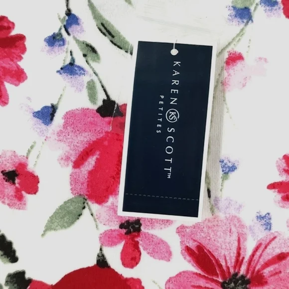 Karen Scott 3/4 Sleeve Floral Pink Top - Picture 4 of 6